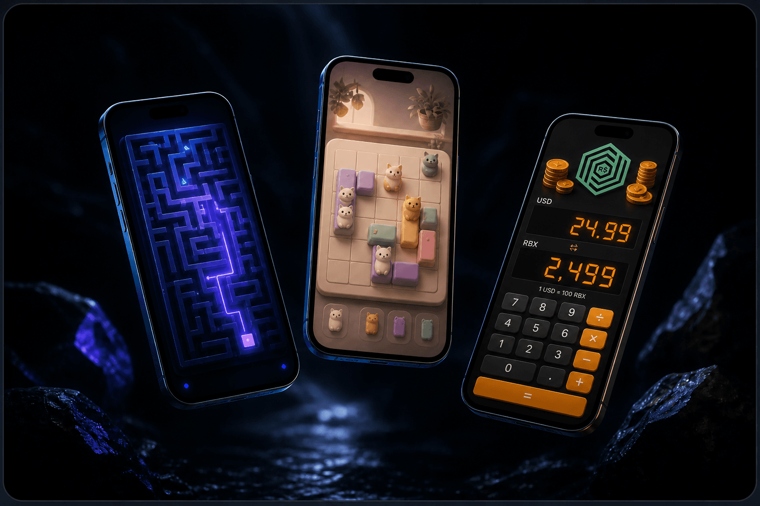 NitiPlay games and apps shown on iPhone screens